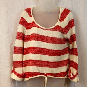 Dolce Vita Knit Cropped Sweater Top Red & White Striped Pima Cotton
